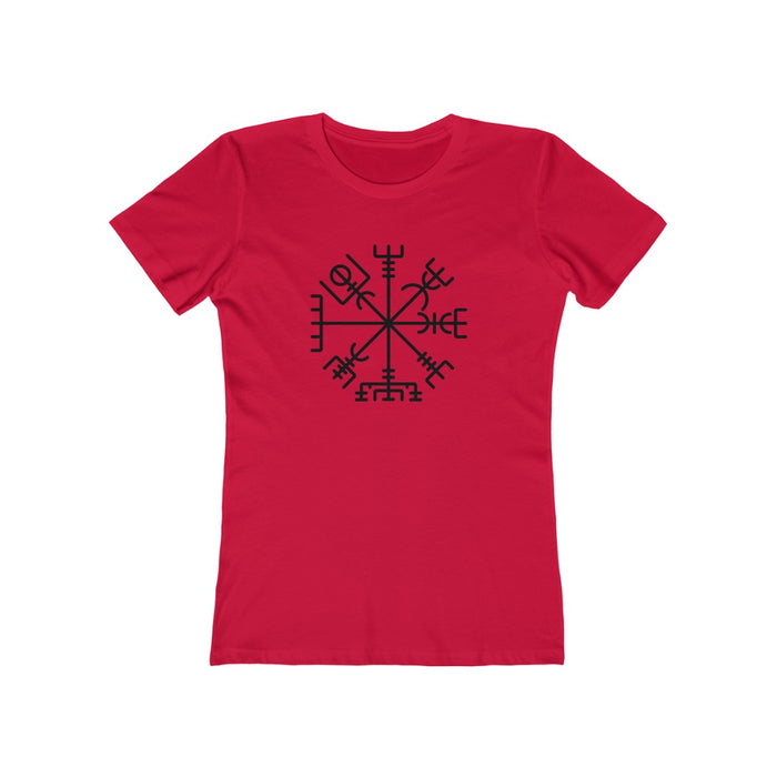 Viking Compass Women's Fit T-Shirt Solid Red / S - Scandinavian Design Studio
