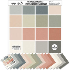 Watercolor Florals - Linen-Printed Smooth Cardstock Single-Sided Linen Printed