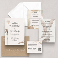 Wedding Invitation Suite in Beige Florals - XOXOKristen