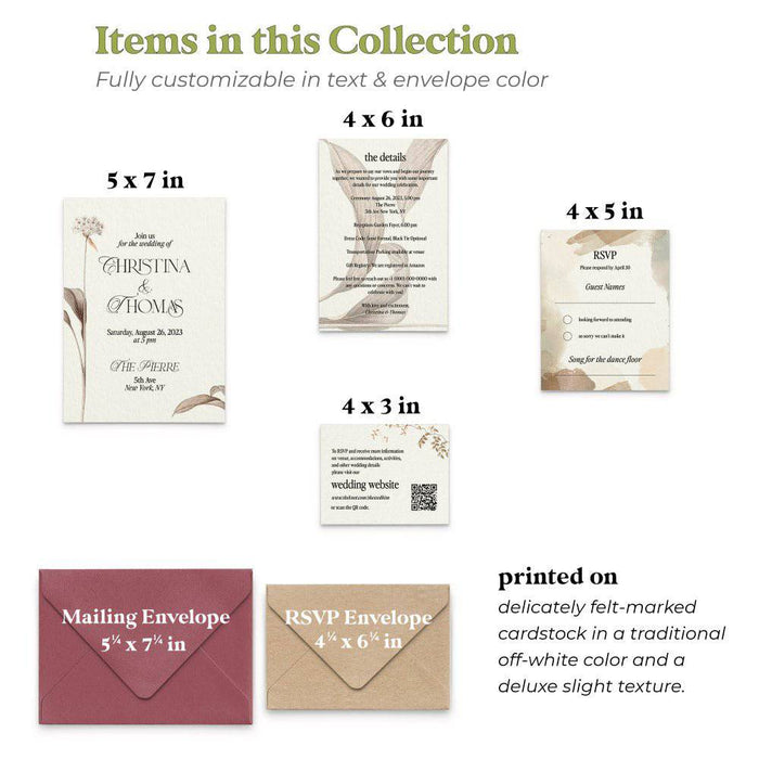 Wedding Invitation Suite in Beige Florals - XOXOKristen