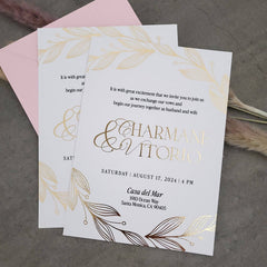 White Wedding Invitations with Gold Foil - XOXOKristen