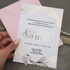 White Wedding Invitations with Gold Foil - XOXOKristen