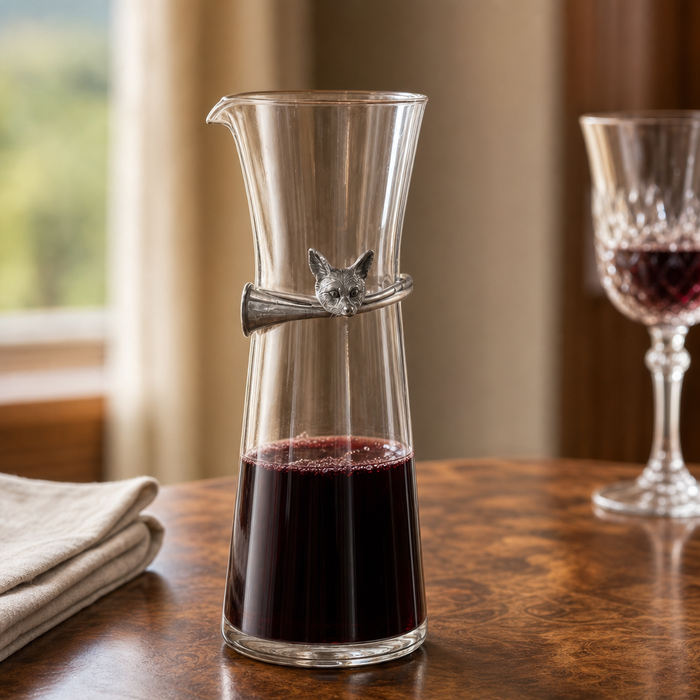 Wine Carafe with Pewter Hunt Equestrian Horn 2